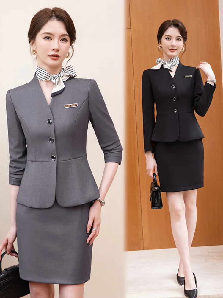 New style professional women's suit, fashionable and elegant, suitable for hotel, beauty salon, sales department, and jewelry st