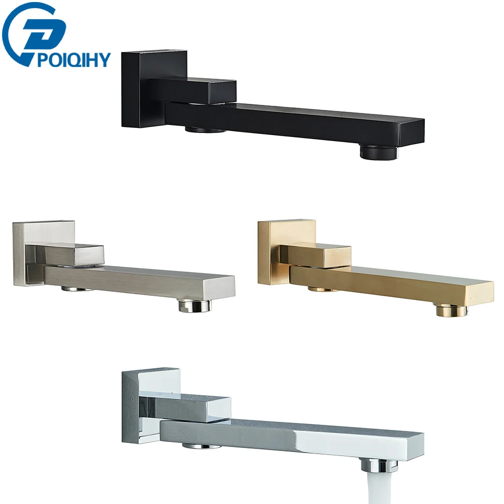 

Chrome Brass Bath Tub Shower Mixer Bath Faucet Spout Wall Outlet Black Faucets Spout Replacement Spout - Can not work separately