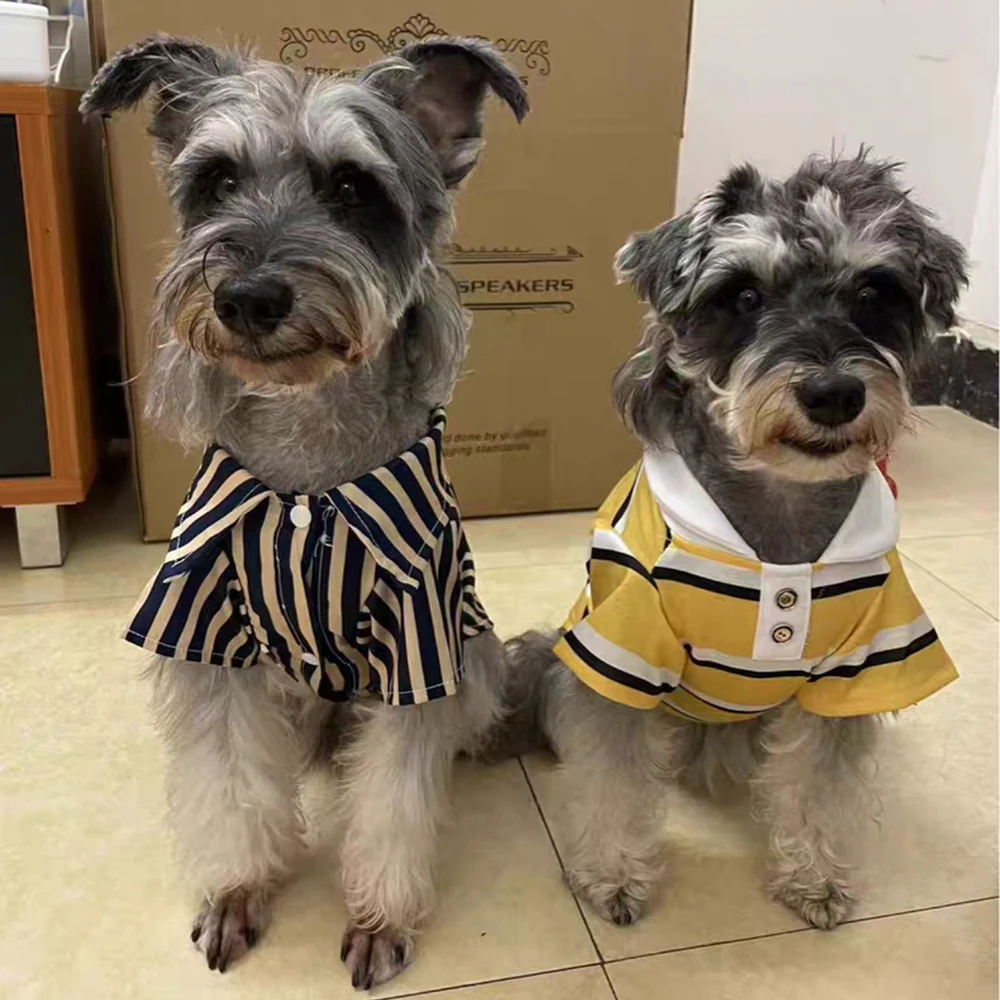 Classic Stripes Pet Polo Shirt Spring Summer Cat Dog Clothes for Small Dogs Schnauzer Yorkshire Puppy camisetas para perros