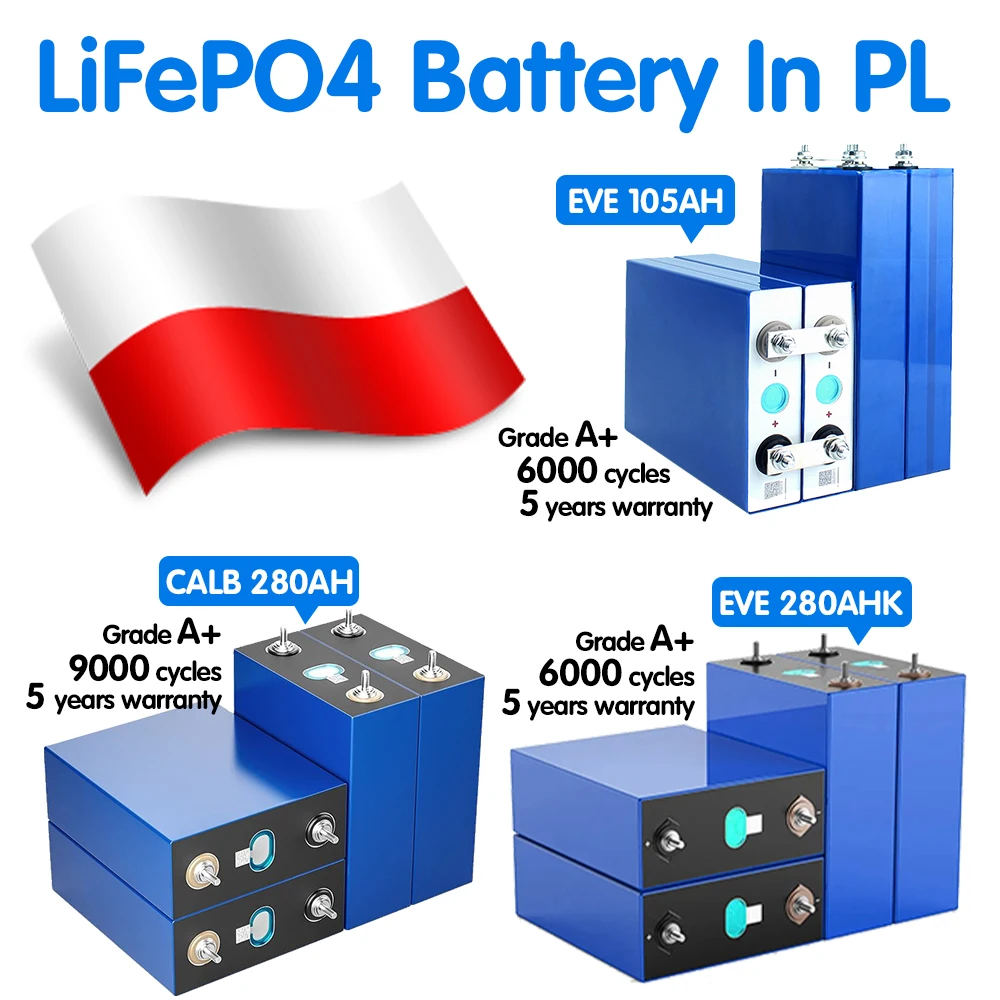 

Poland Lifepo4 Grade A Power Bank EVE105AH 280AH CALB 280AH 300AH Battery 9000 cycles Lifepo4 Battery 12V 24V 48V For Solar