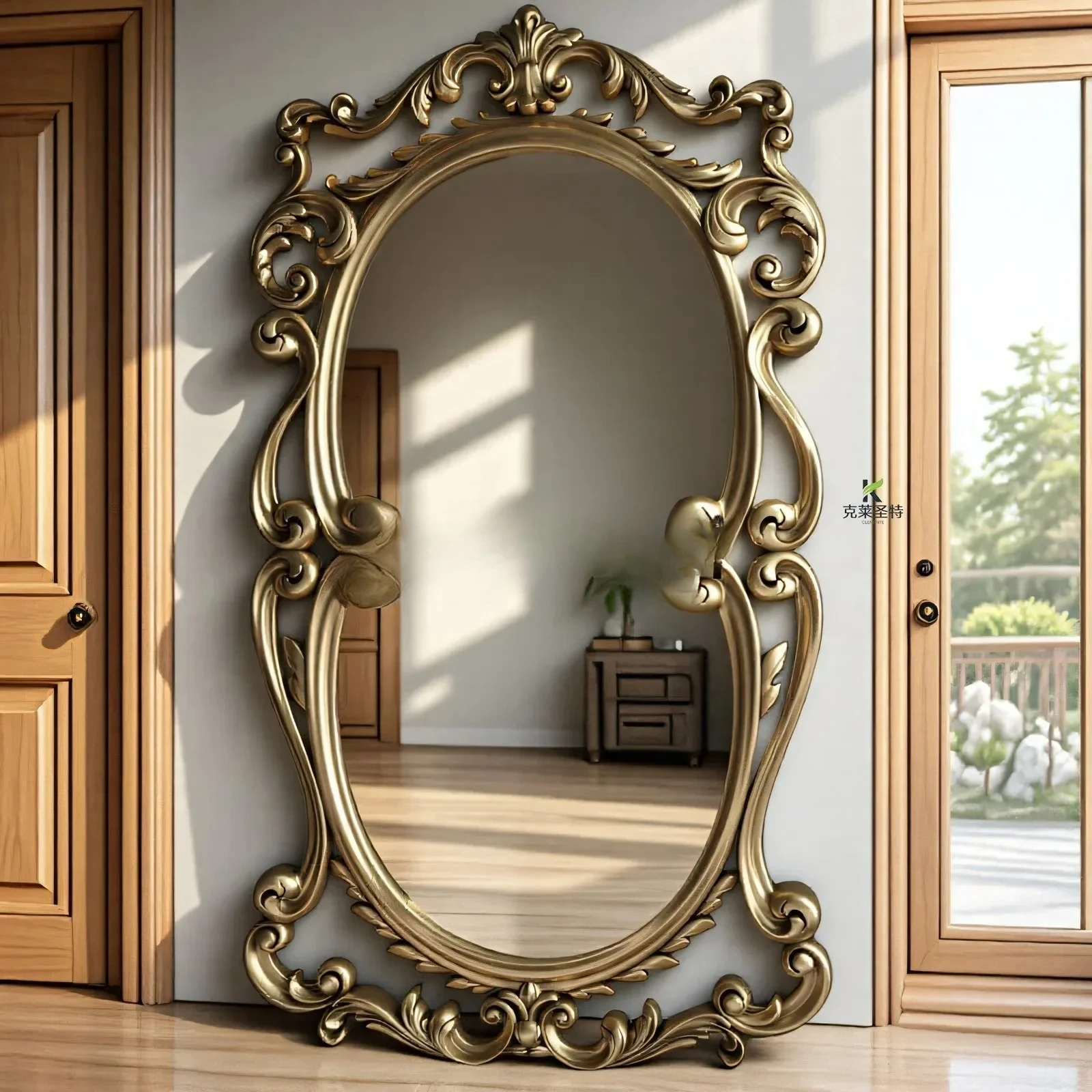 retro floor-to-ceiling full-length mirror, American home engraved full-length mirror, European-style fitting mirror B03
