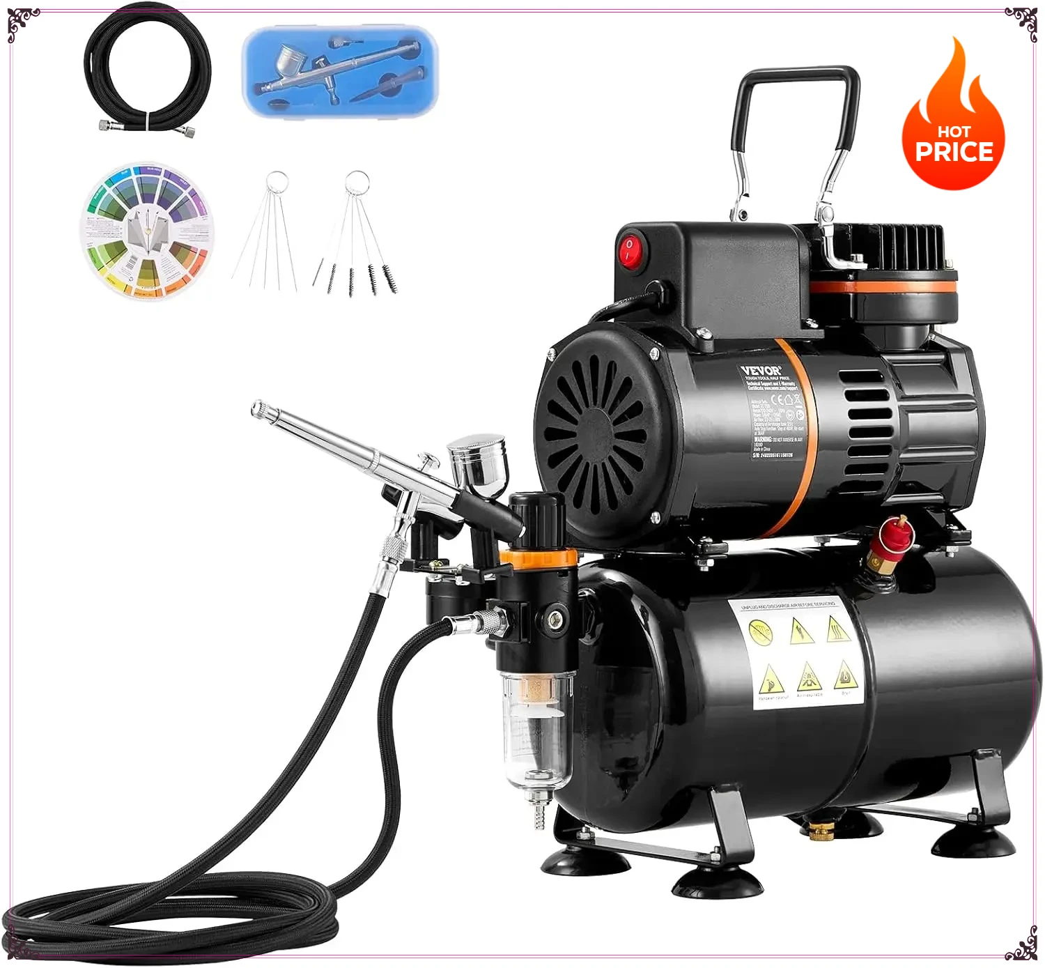 

3.5L Air Storage Tank, Dual Fan Air Tank Compressor System with 0.3 mm Tip Airbrush, Holder, Airbrush Kit, Air Brush Set Kit