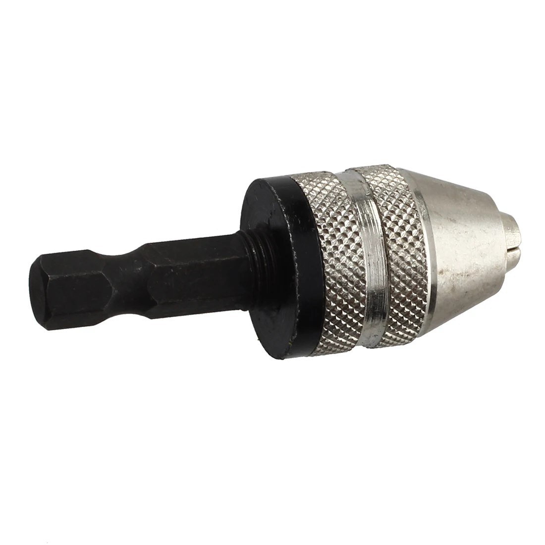 Argento + nero 6mm punta da trapano senza chiave mandrino convertitore adattatore a cambio rapido gambo esagonale
