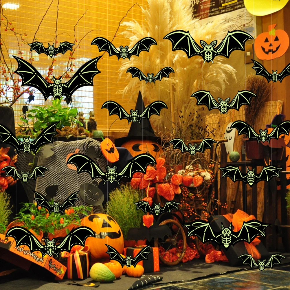 

Luminous Skull Bat Hanger Halloween Festival Decor Party Decoration Outdoor Ornaments