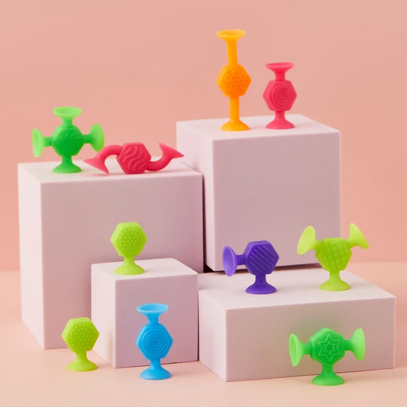 Jouets de Construction à ventouses, 16/48 pièces, jouets de Construction à ventouse texturée pour enfants, empilage pour salle de jeux, bain et jouet de voyage