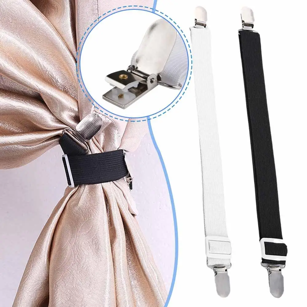 

4pcs Elastic Bed Sheet Strip Fastener Bed Sheet Grippers Table Buckle Wholesale Belt Adjustable Fixing Cloth Clip Bed D5F1