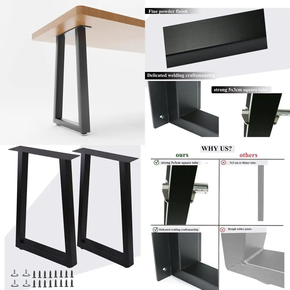 

Heavy Duty Metal Desk Legs 28 Height, 17.7 Wide, Set of 2 for DIY Dining, Coffee, and Office Tables