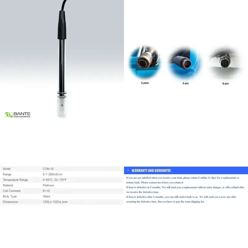 Brand For Brand General Purpose Platinum Conductivity Electrode Sensor Probe for High Conductivity Liquids 0.1 To