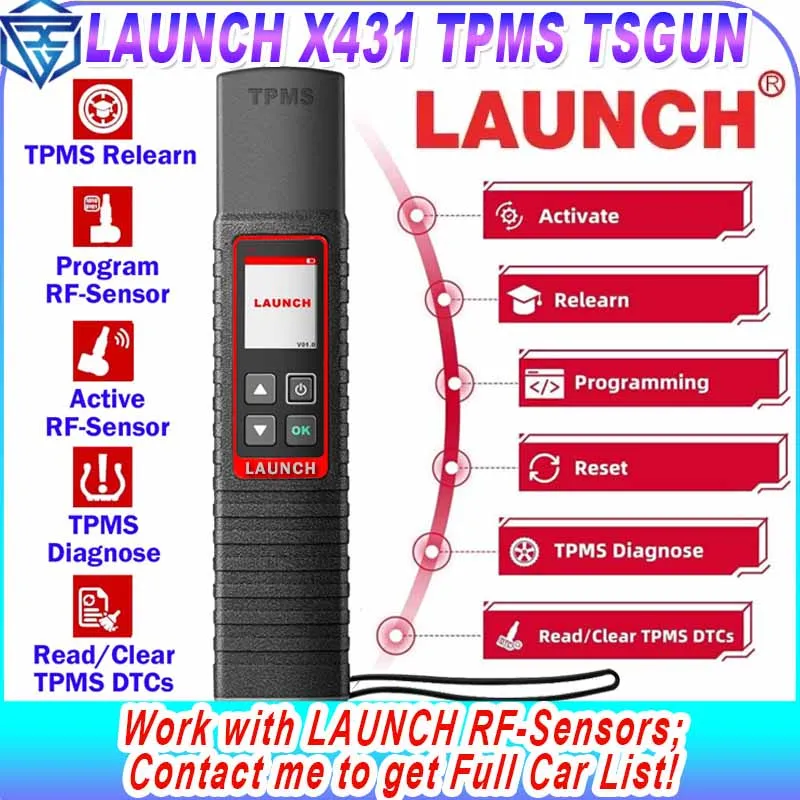 LAUNCH X431 TSGUN TPMS Car Tire Pressure Sensor Detector 315/433 MHZ RF-Sensor Programming Diagnostic Tool for X-431 V/V+/PRO3S+