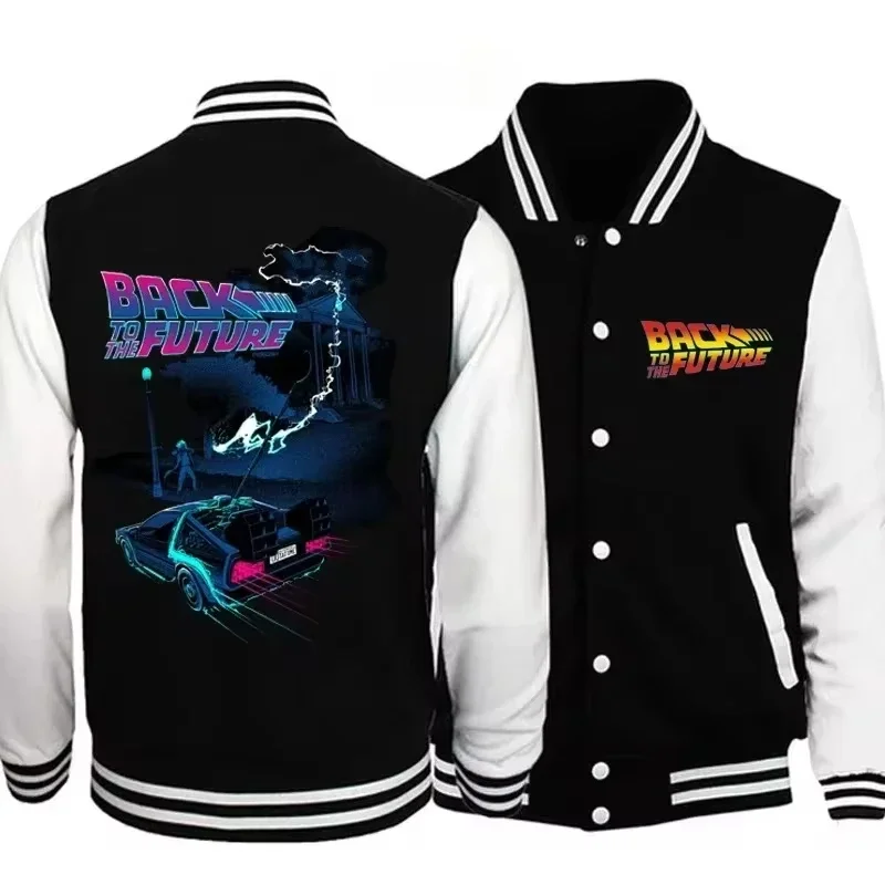 

Movies Back To The Future Jacket Coat Sweatshirts Trend Women Men Hoodie Baseball Uniform Couple Print Cardigan Clothes Tops