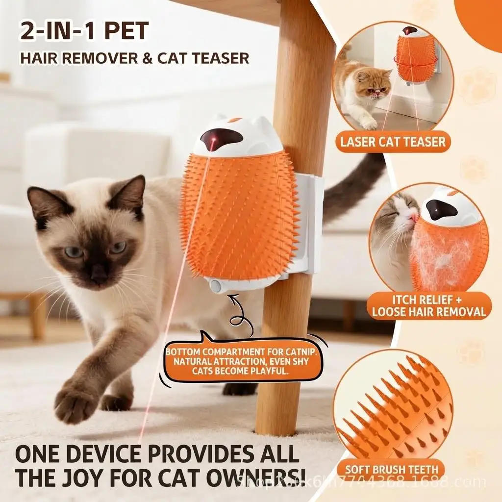 Hot Selling Smart Pet Licking Hair Brush Cat Massage Tool Infrared Wall Corner Design for Cats