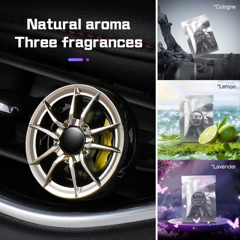 

Car Air Outlet Aromatherapy Wheel hub rotating For Alfa Romeo 156 159 147 4C 8C 166 Giulia Giulietta ,3 Types Solid Fragrance