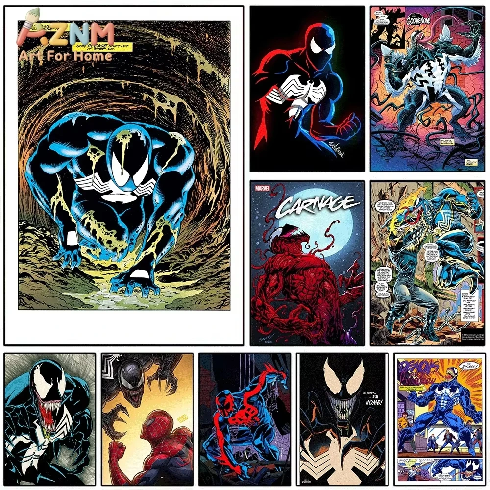 AZNM Venom Symbiote Vintage Comic Cover Canvas Wall Art Print Poster Unframed Canvas Painting Home Bedroom Wall Decor