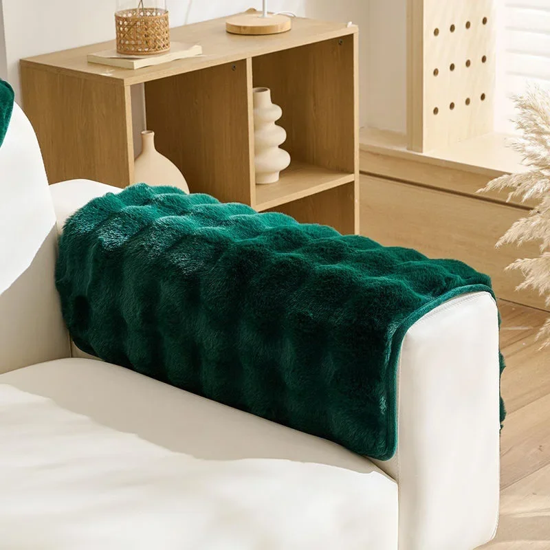 High-grade Plush Cushion Padded Warm Non-slip Sofa Towel Rabbit Plush Sofa Cushion Wholesale