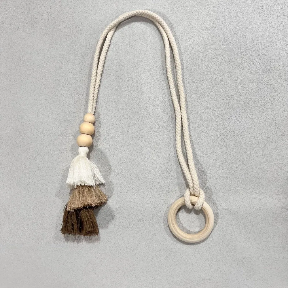 Bohemia Curtain Tieback No Punch Three-color Rainbow Curtain Tie Buckle Strap with Magnetic Buckles French Tassel