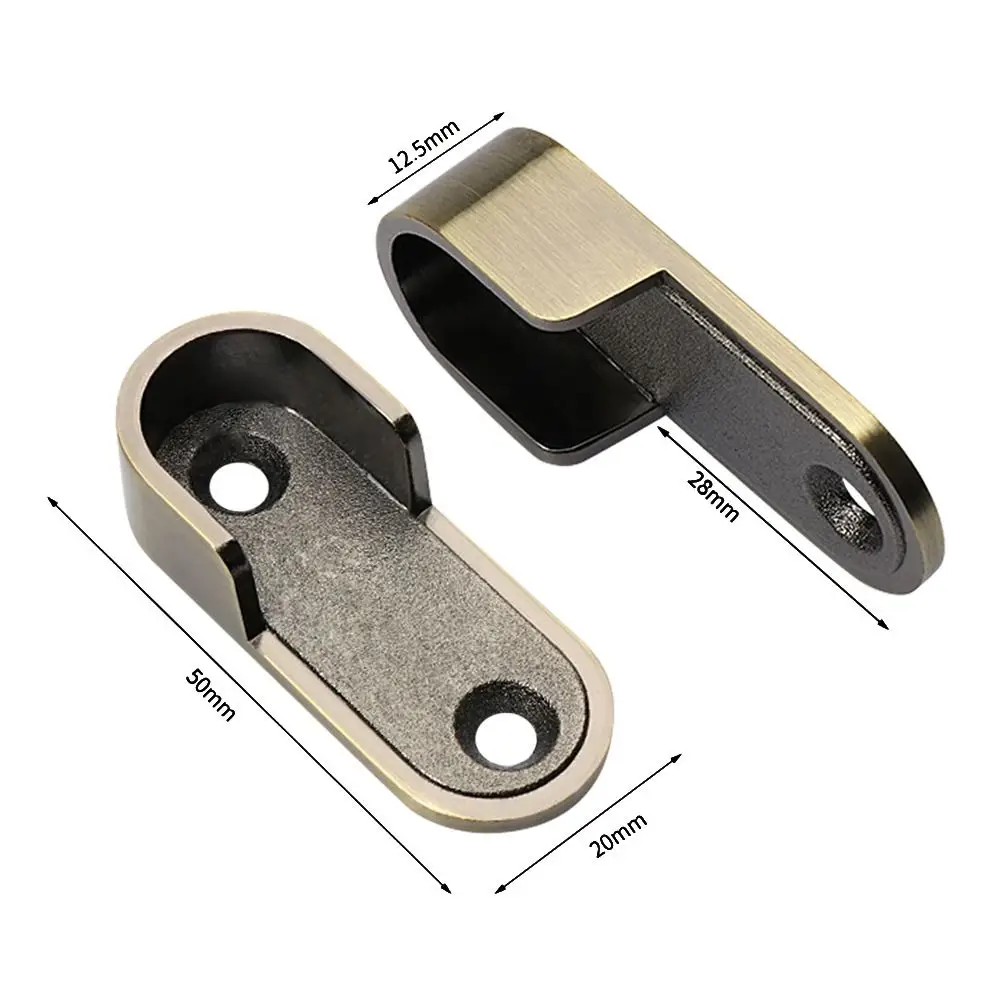 2 buah 16mm tiang lemari perangkat keras furnitur dudukan batang gantung bentuk U penyangga gantung lemari flens