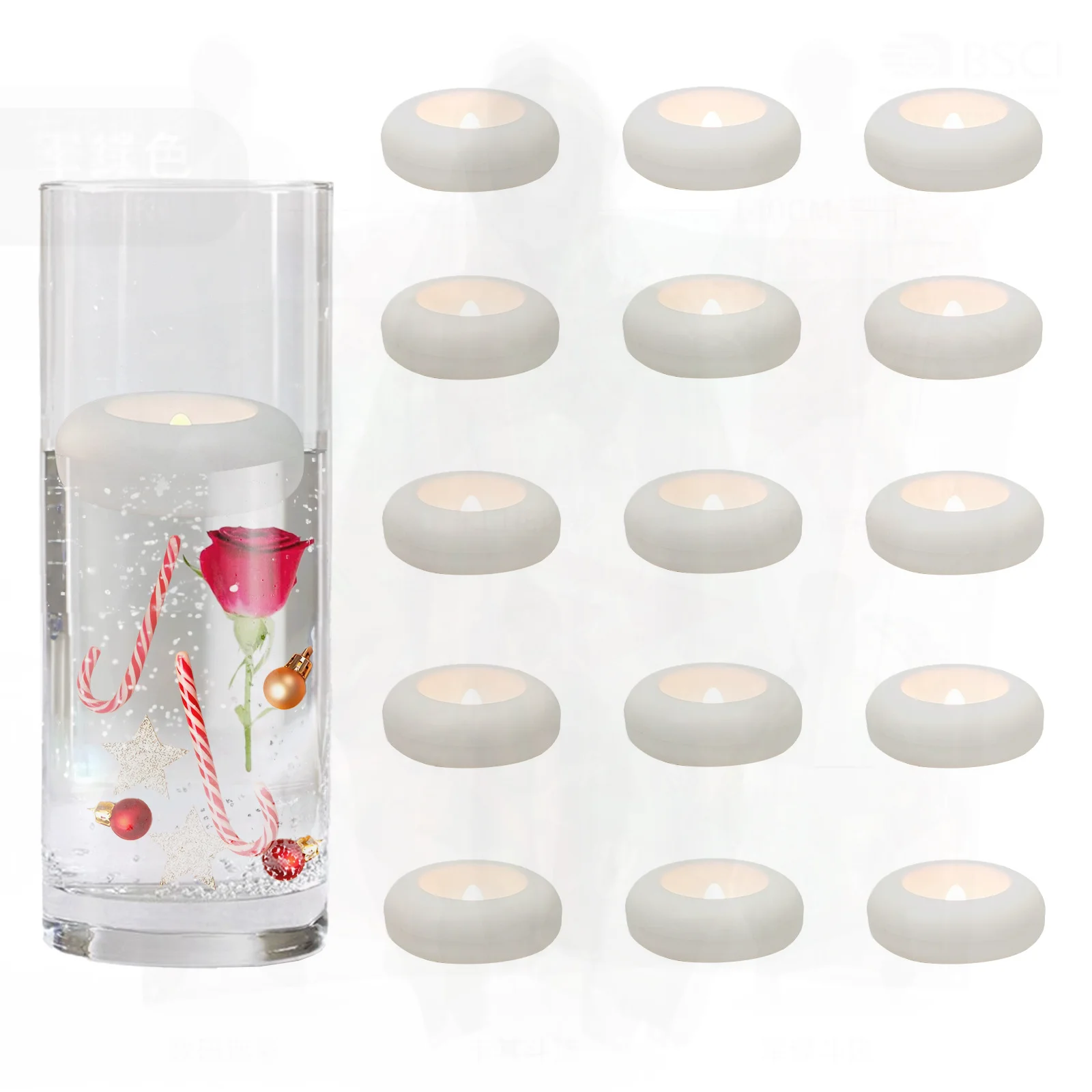 

3 Inch LED Floating Candle for Water Romantic Wedding Home Pool Decoration Cross-Border White Glass Candle Light