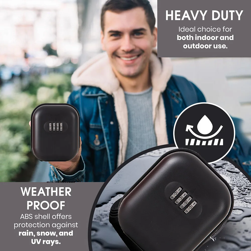 Key Lock Box with Small 4 Digit Combination Wall Mounted Secure Lock Box for House Key Resettable Code Safe Security Box Keys