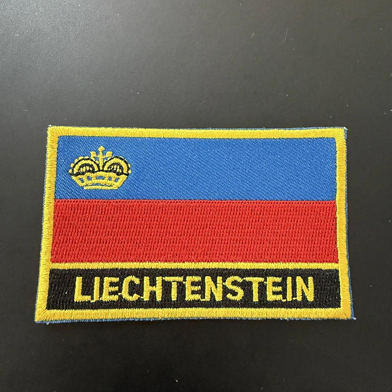 Liechtenstein Flag Embroidery Patches Iron on Saw on Transfer patches Sewing Applications for Clothes in Home&Garden