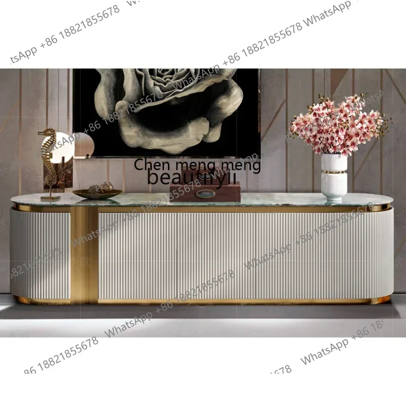 

182C Light Luxury Large Apartment Marble Living Room Furniture Post-Modern Italian TV Cabinet and Tea Table Combination furnitur
