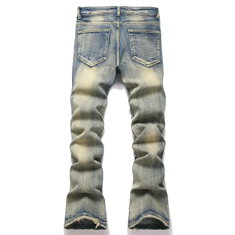 Men Embroidery Patch Boot Cut  - Men Shoes Jeans review and price