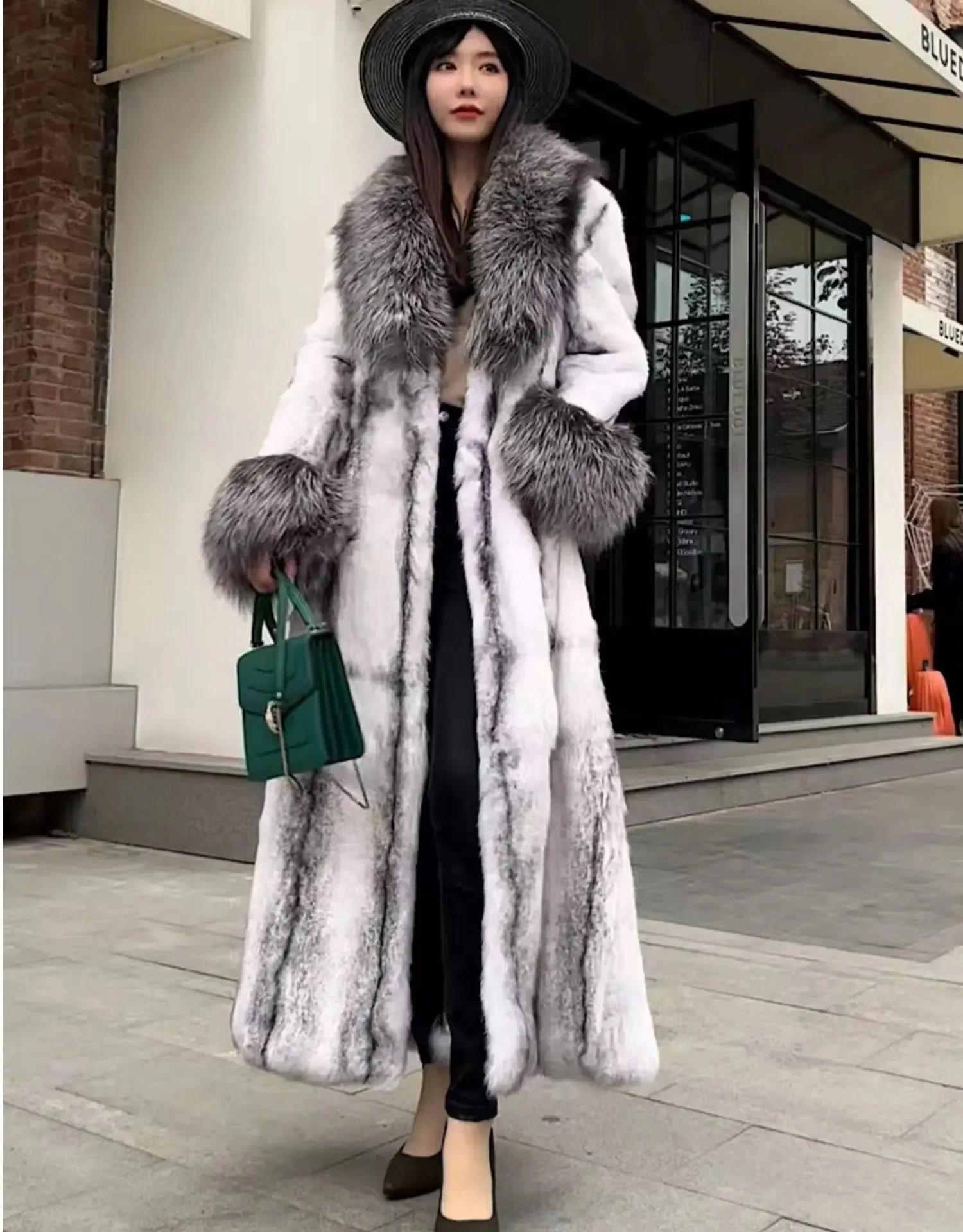 Hot sales Autumn Winter fashion Leopard Print Real Rabbit Fur Coat