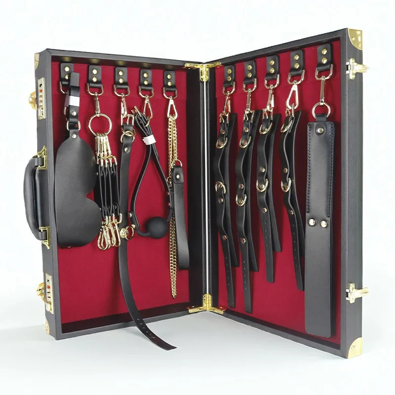 Genuine leather 8-piece prop set, bondage blindfold choker, genuine leather couple adult sex toys, SM alternative toys.Dom Sub