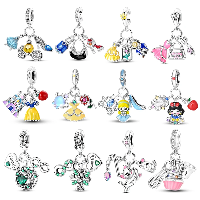 

Серебряные шармы-бусины 925 пробы: платье принцессы и туфли на высоком каблуке, серия «три в одном», подходят для оригинальных женских браслетов DIY, ювелирные украшения, подарок