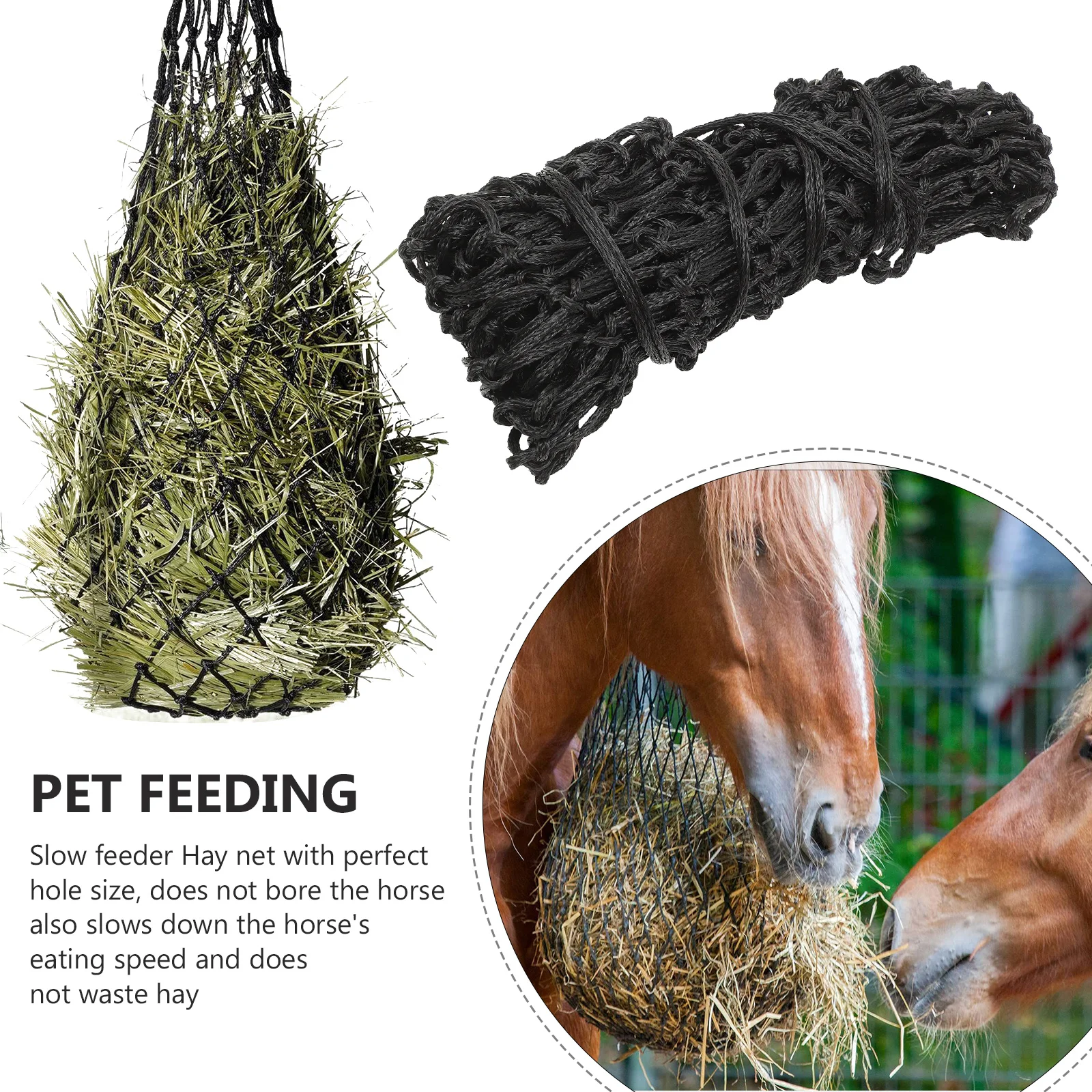 الحصان معلقة القش صافي التغذية البطيئة القش حقيبة سعة كبيرة دائم العملي تغذية الحصان كيس التخزين صافي الماعز المغذية #4