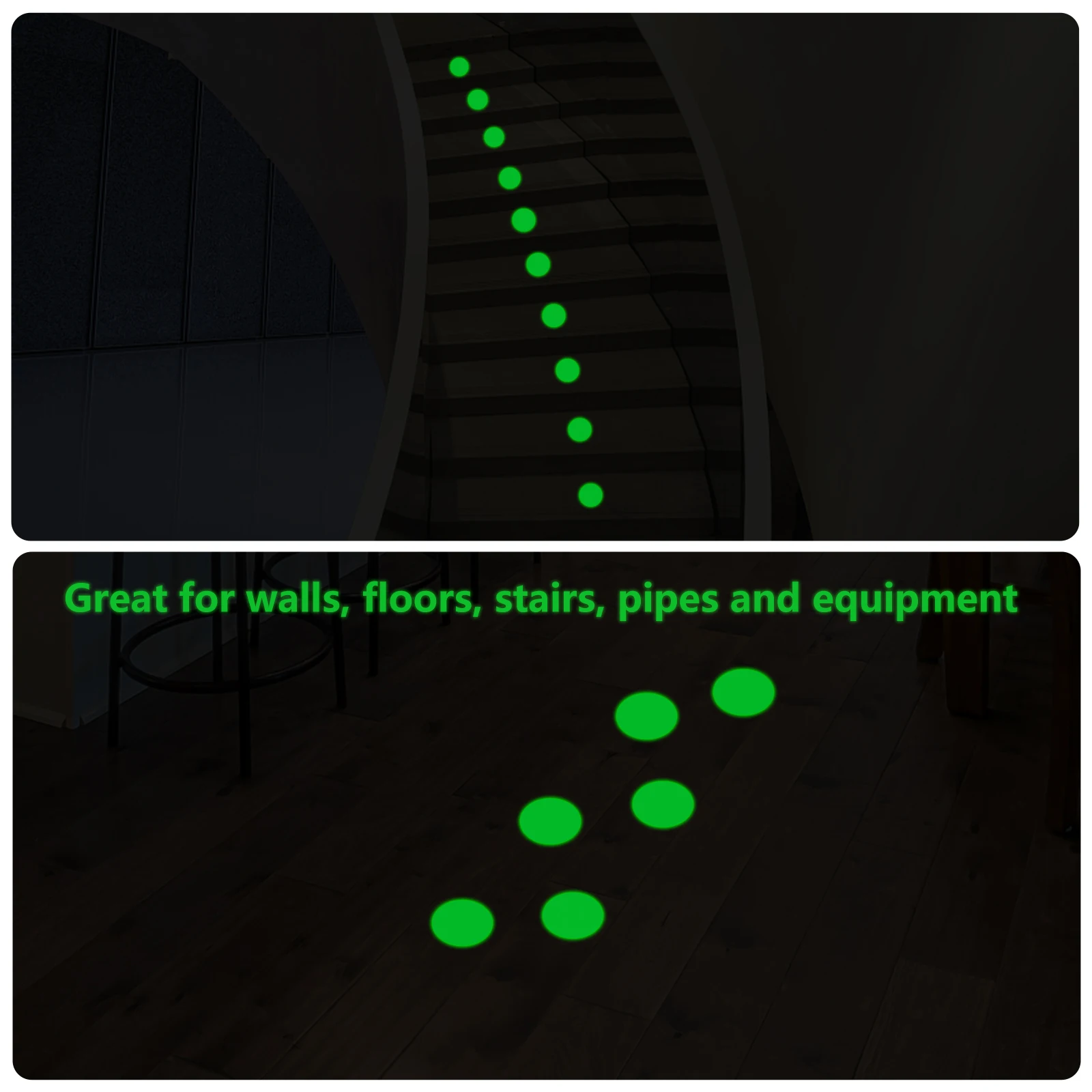 

20 Sheets PEVA Anti Slip Stair Treads Fluorescent Duct Tape Non Skid Outdoor Green Reflective Warning Safety Strip