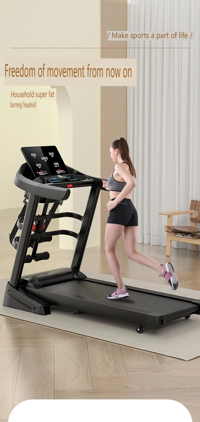 Commercial Electric Steel Treadmill with 150KG Load Capacity and Heart Rate Monitoring for Home Usepromote sales