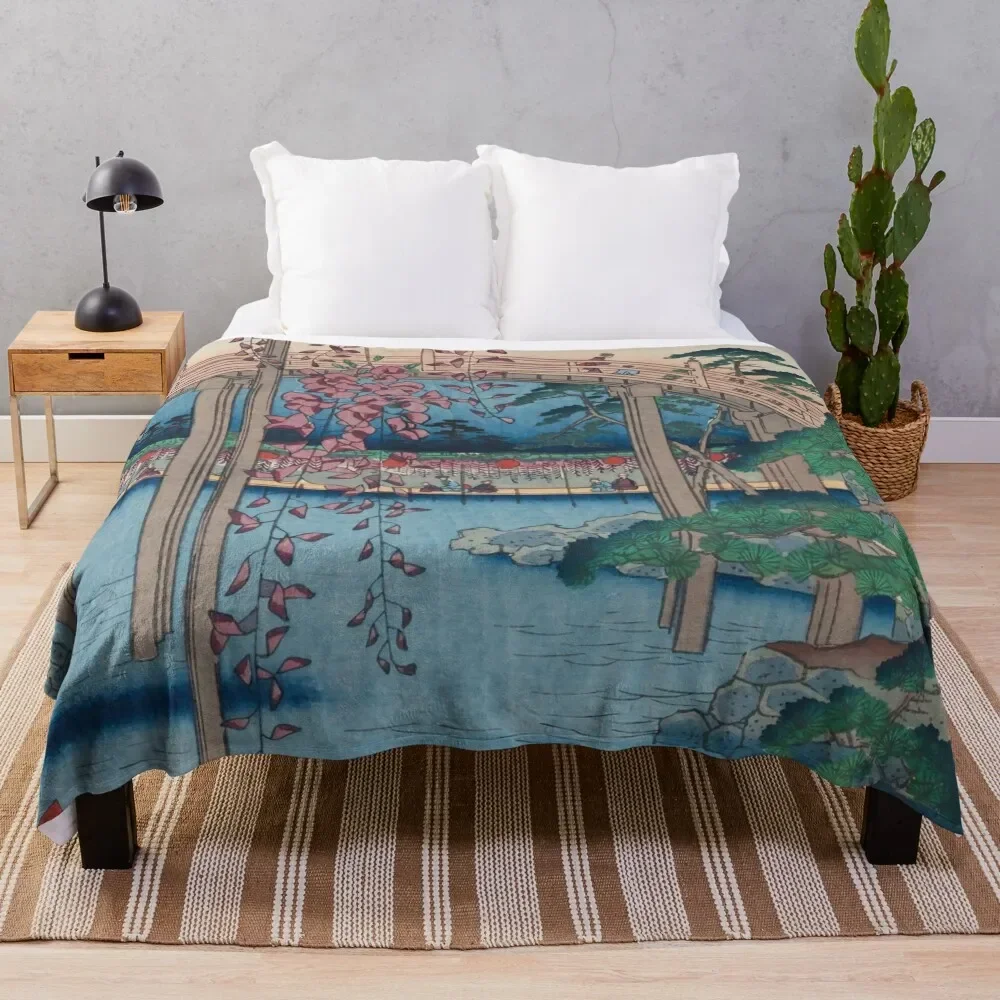 

Summer Shrine Vintage Ukiyo-e Woodblock Print Throw Blanket Multi-Purpose Furrys Decorative Beds heavy to sleep Blankets