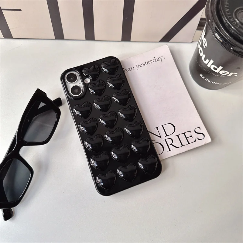 

Cute 3D Love Heart Macaron Pink Candy Shockproof Cases for iPhone 16 15 14 13 12 11 Pro Max Plus 16 15 Plus Soft Silicon Cover