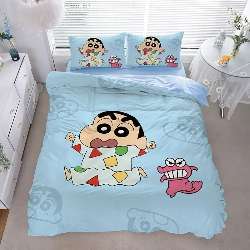 

New Style Crayon Shinchans Christmas Bedding Set Cute Home Decoration Pillowcase Quilt Cover Gift To Family and Friend