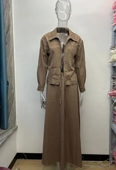 

Women's Clothing 2025 Autumn New Fashion Set Casual Long Sleeved Jacket Half Skirt Long Skirt Loose Comfortable Elegant Set