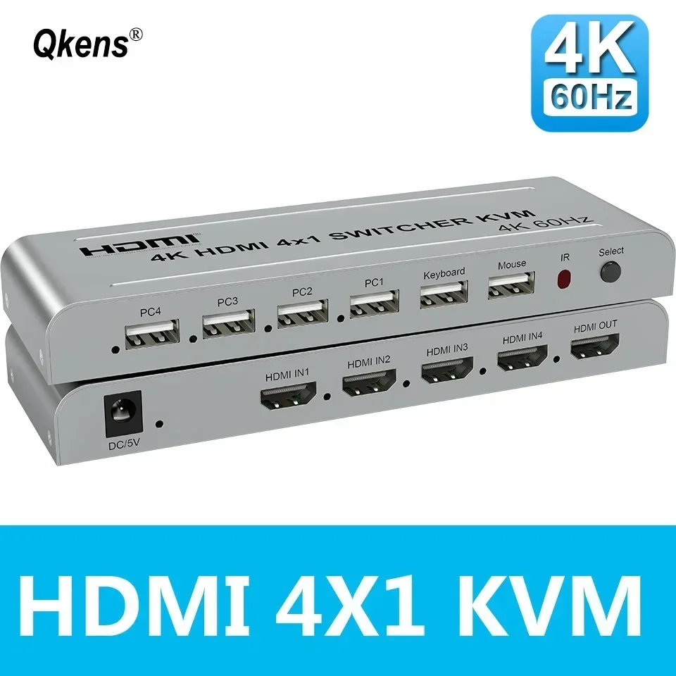 4K 60Hz HDMI KVM Switch 4x1 Vs 4K 30Hz HDMI Switcher 4x1 4 in 1 Out Video Converter 4 PC Host Share 1 Monitor USB Mouse Keyboard