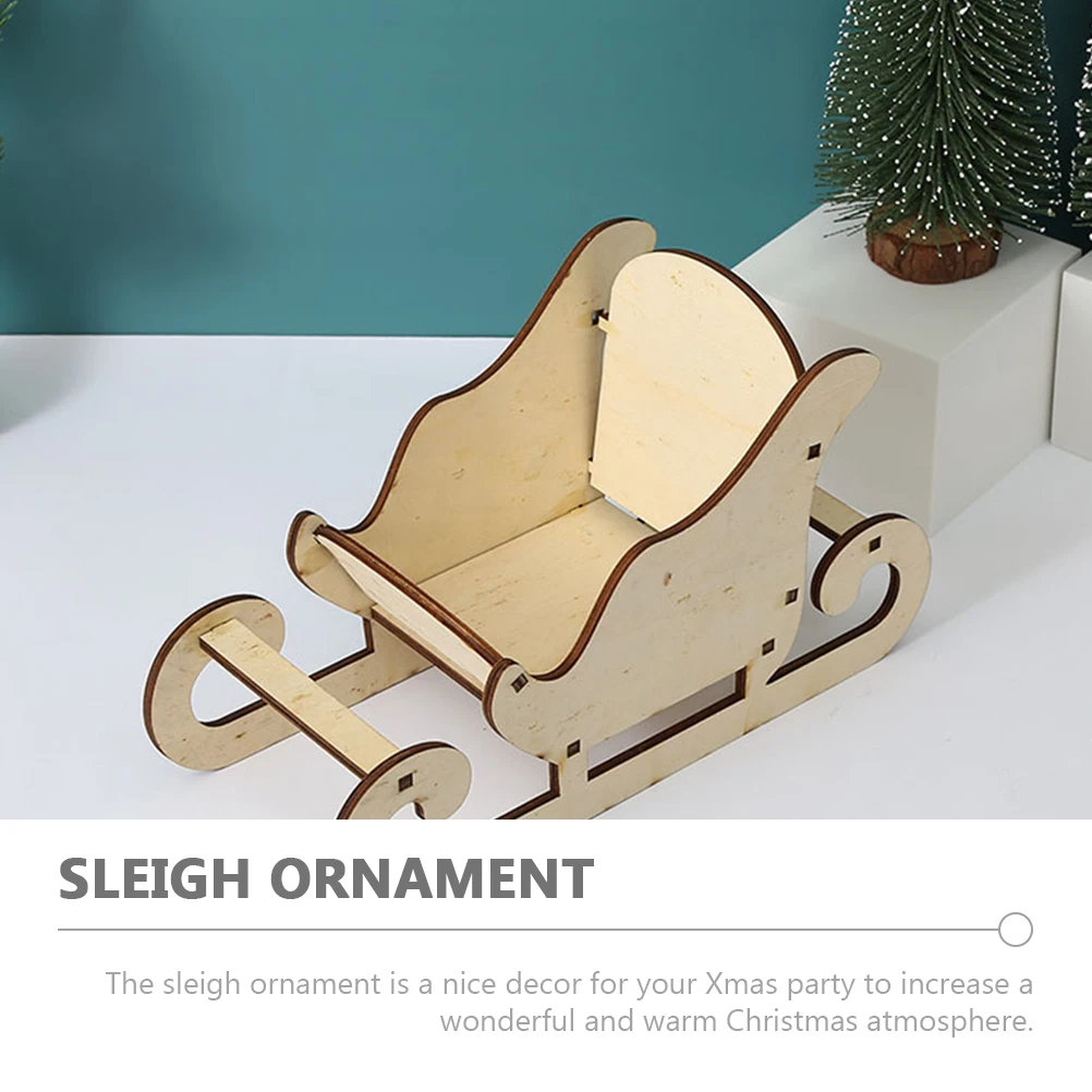 

Wooden Christmas Tabletop Sleigh Adornment Xmas Party Scene Holiday Desktop Decor Ornament Christmas Sleigh Decor