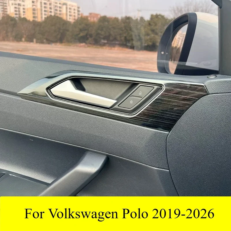 Interior Modification Inner Door Handle Frame Shiny Trim Inner Pull Handle Decorative Sheet Parts For Volkswagen Polo 2019-2026