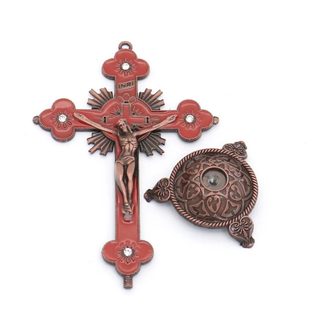 Creative With Stand Church Cross Ornaments No Fading Durable Alloy Cross Ornaments Handmade Plated Gold Statue Church