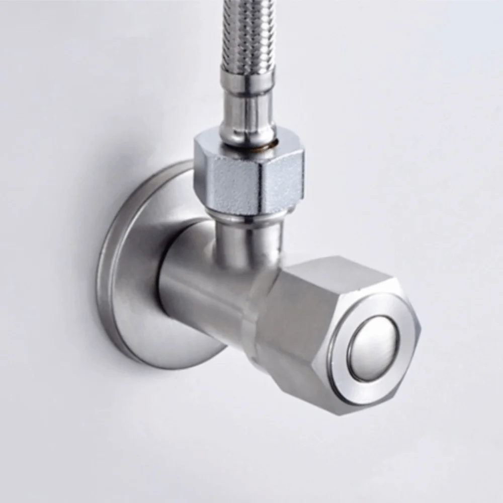 Stainless Steel Hot Cold Angle Valve Rust Proof Quarter Turn Toilet Water Stop Valve Hexagonal Wheel Triangular Valve Kitchen