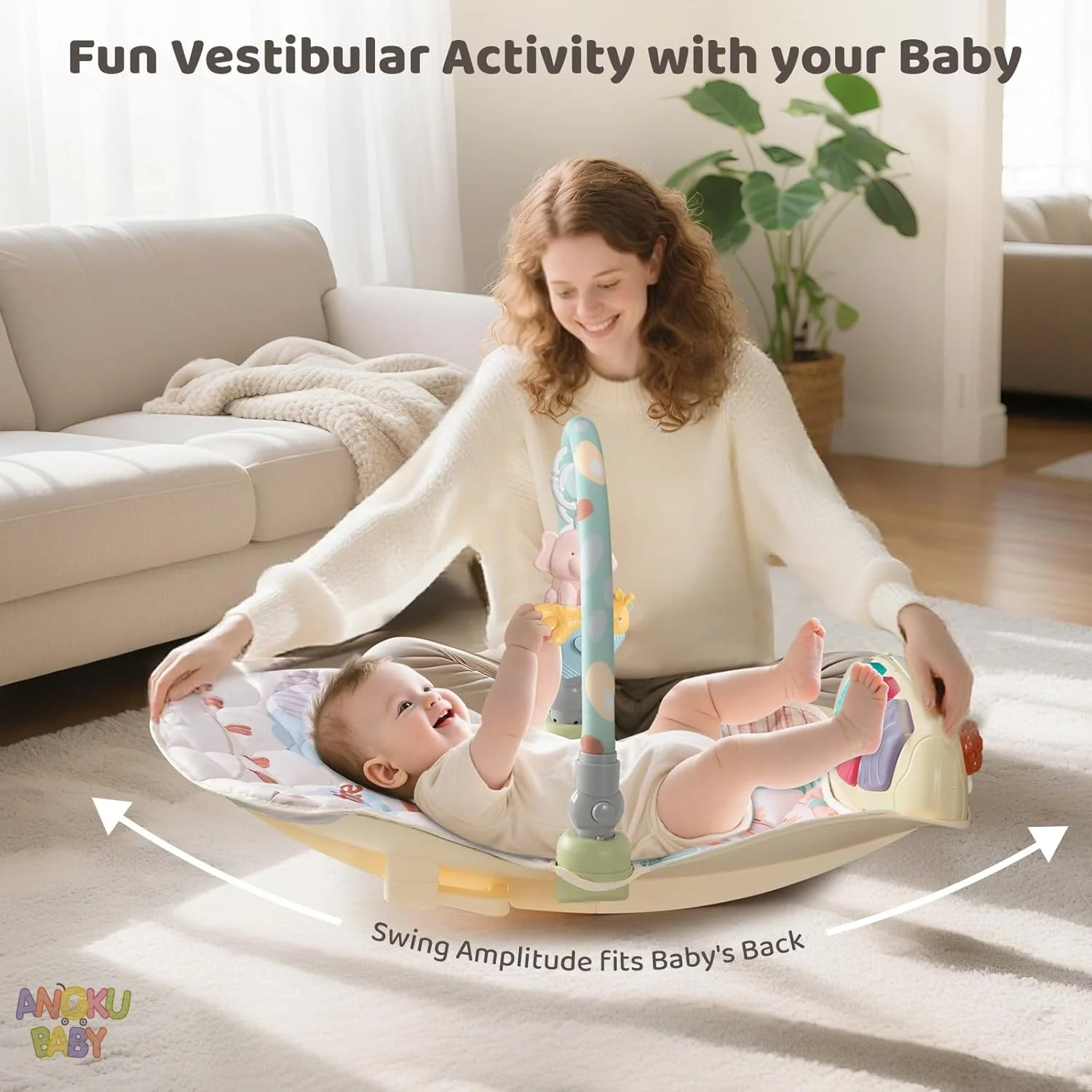 كرسي هزاز للأطفال موسيقي مع ألعاب على شكل بيضة لحديثي الولادة كرسي متأرجح متعدد الوظائف بساط لعب للأطفال في صالة الألعاب الرياضية للرضع 0-12 متر