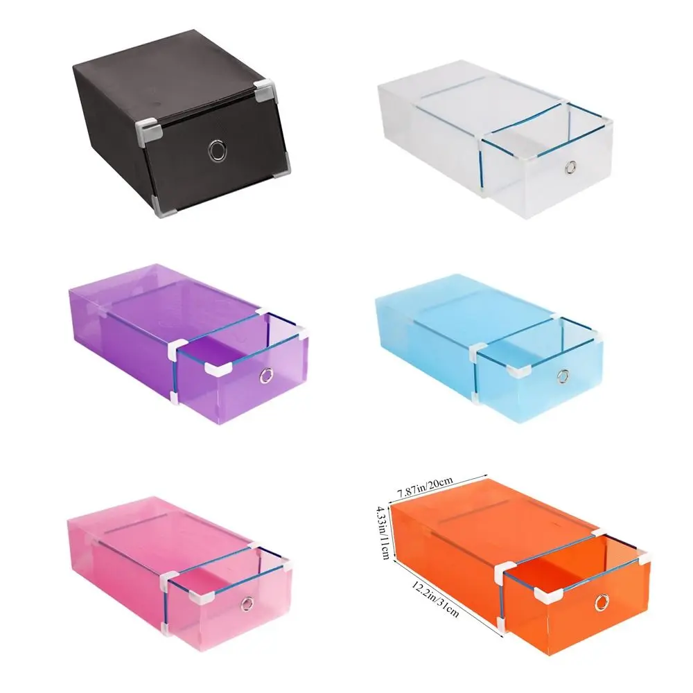 White Shatter-Resistant Shoes Rack Useful Clear Plastic Dust-Proof Shoes Box Drawer Type Transparent Men