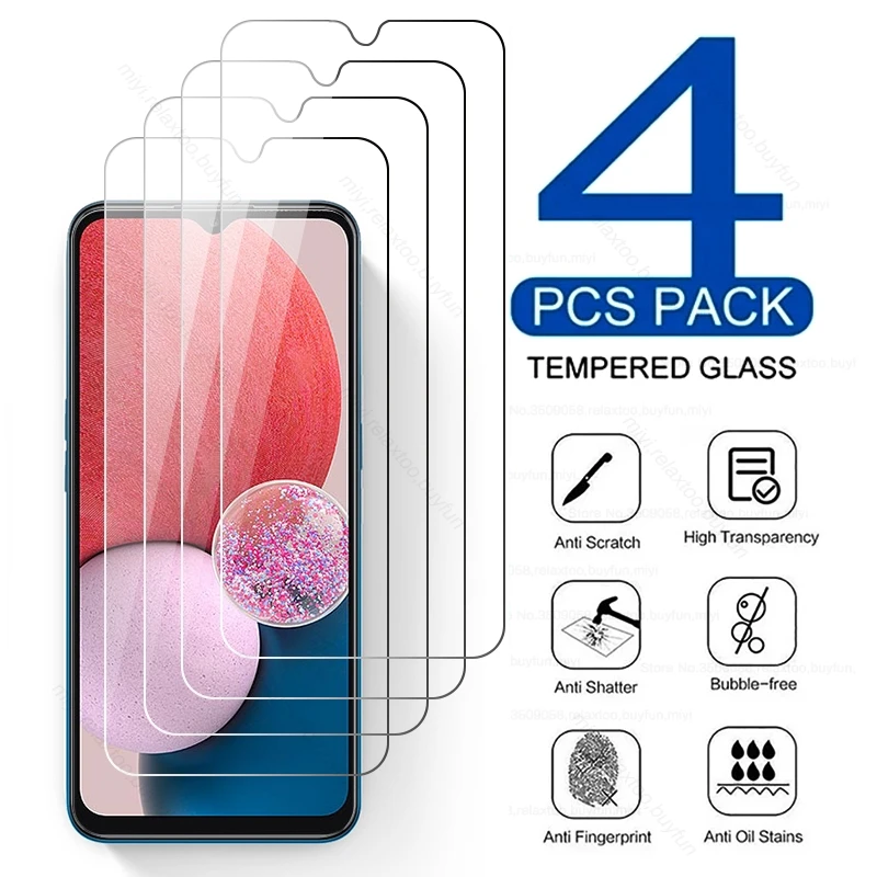 4PCS Full Cover Tempered Glass Screen Protector Case For Samsung Galaxy A13 A23 4G A33 A53 A73 M23 M33 M53 5G 2022 Protect Funda