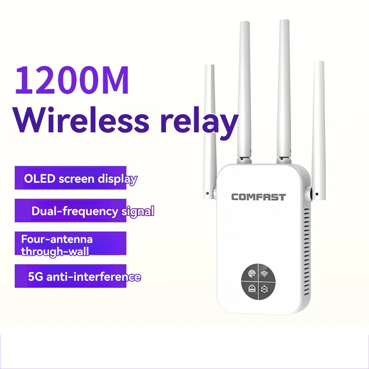 B74A  1200Mbps WiFi Extender 5GHz Wireless Repeater 2.4G 300Mbps WiFi Range Signal Booster Amplifier Extenders Repetetidor US