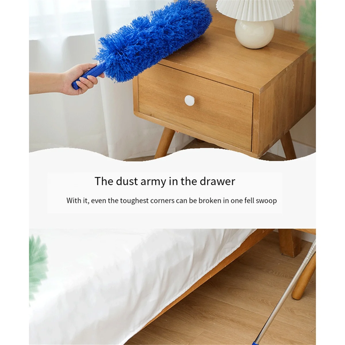 ABJZ 4-in-1 Estensibile in Microfibra Spolverino Asta di Prolunga Ventilatore da Soffitto Spolverino Rimozione della Polvere Soffitto Spolverino Strumento di Pulizia