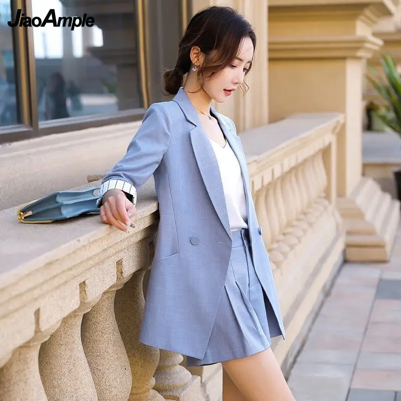 Korean Fashion Professional Wear 2024 Summer New Blazer Vest Shorts Three-piece Women\'s Five-point Sleeve Suit Coat Pant Set