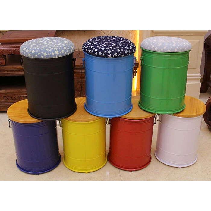 Industrial Loft Style Outdoor Furniture Metal Drum Chair Oil Drum Stool