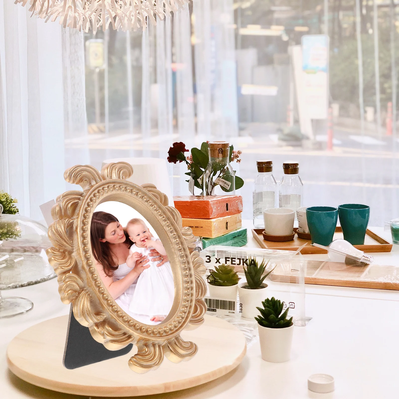 

Tiny Oval Frame Baroque Photo Frames Small Vintage Pictureframe Ornate Retro Decor