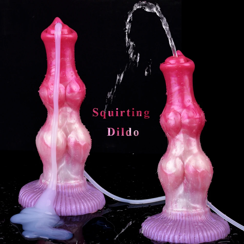 NNSX Large Dog Knot Ejacultion Dildo With Sucker Spray Liquid Function Silicone Squirting Penis Anal Buttplug Sex Toys For Women