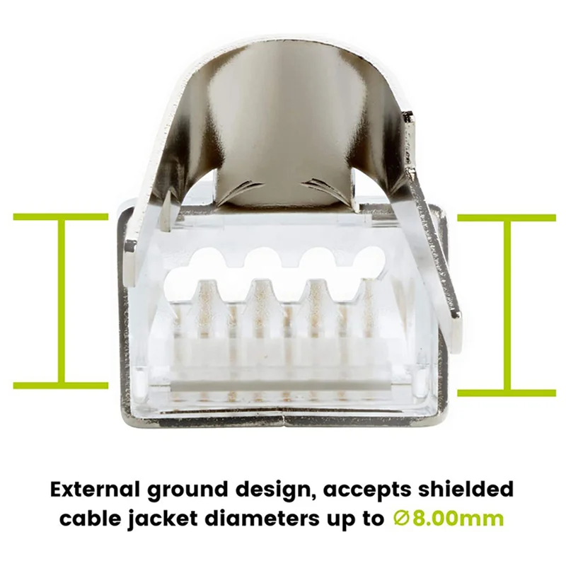 

ABUF-100 Pcs Cat6/6A RJ45 Pass Through Modular Plugs, Shielded (STP) External Ground Connector,EZ Crimp